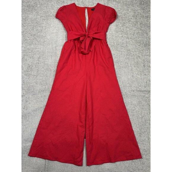 Revolve Majorelle Jumpsuit Womens XS Linen Blend‎ Wide Leg Cropped Summer Read - Picture 5 of 16